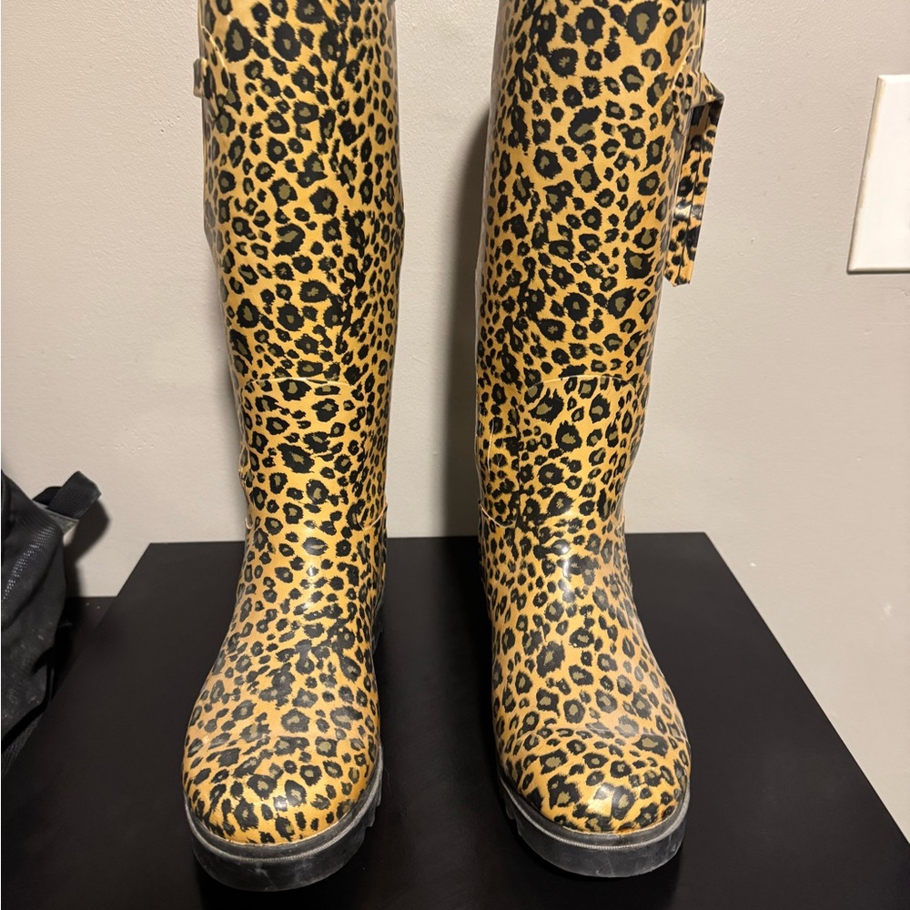 Leopard Print Knee-High Boots by Tamara Henriques